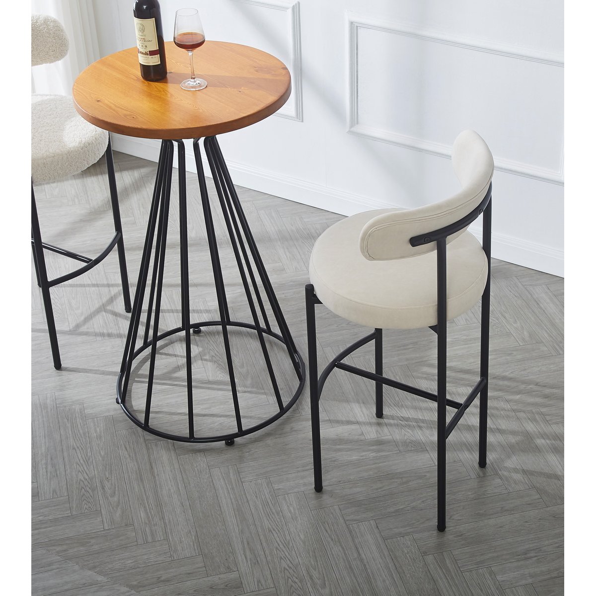 Lot de 2 tabourets de bar en métal, LARS beige, NORDLYS