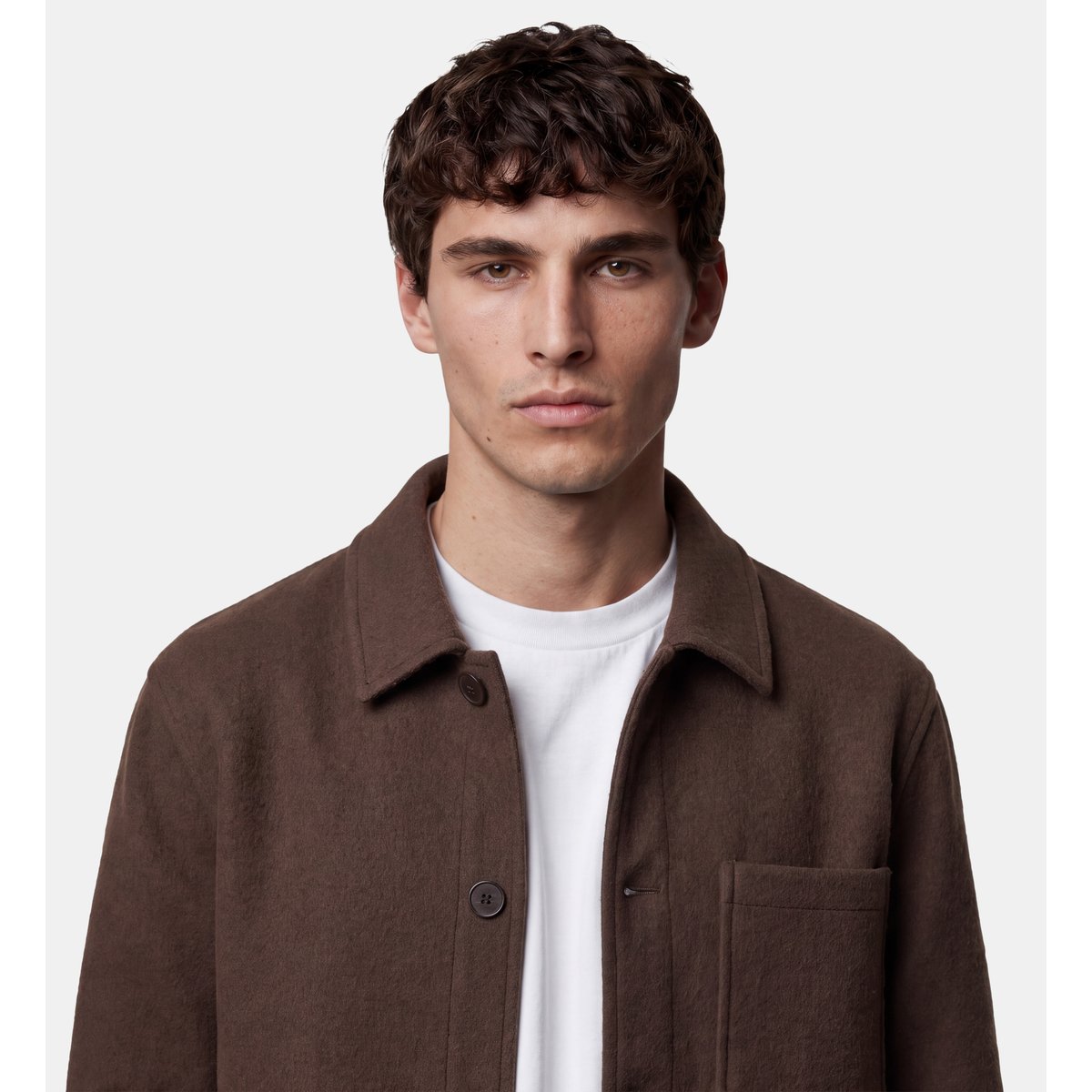 Surchemise workwear épaisse doil laine marron moka, GALERIES LAFAYETTE