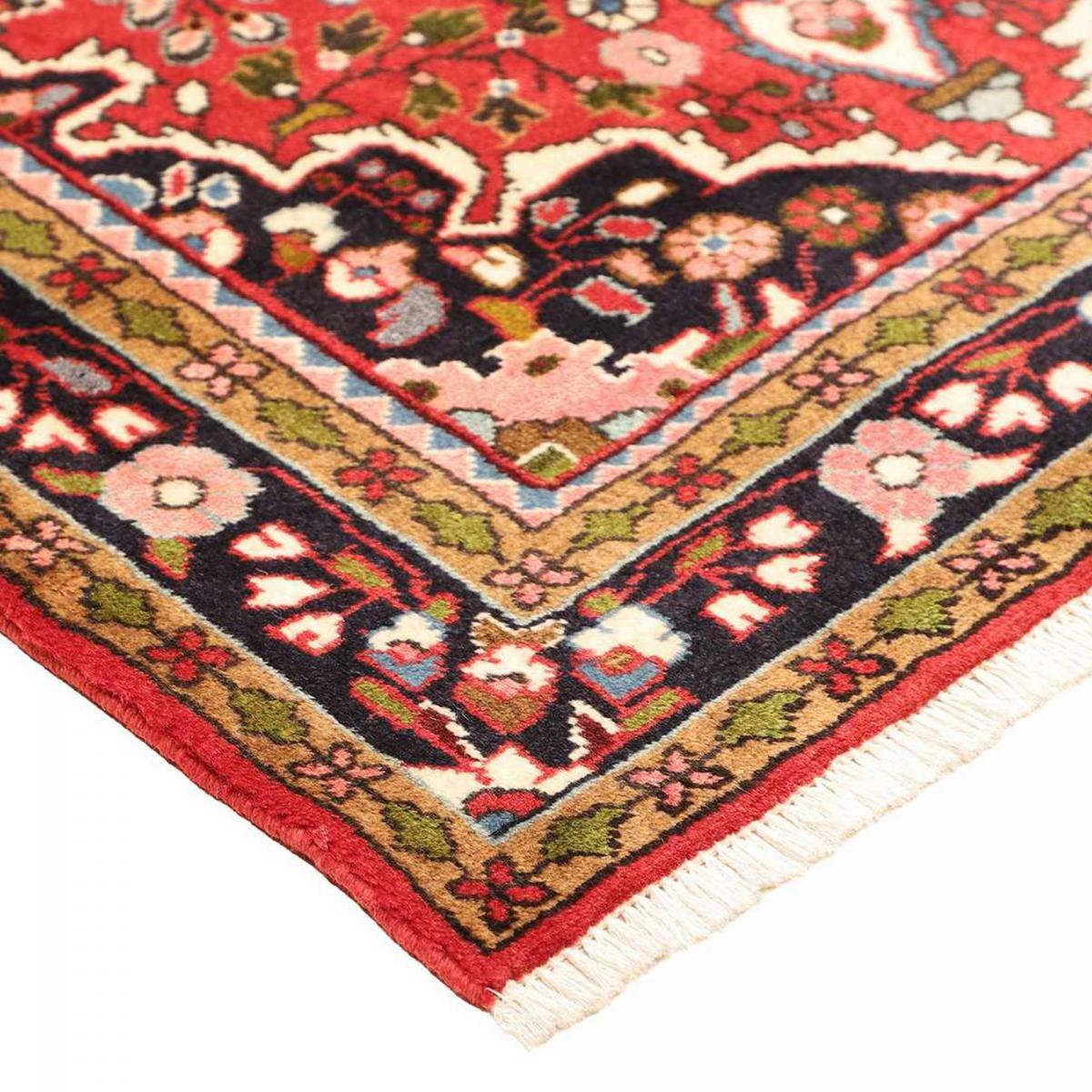 Tapis d'orient oriental, noué main en laine, HAMADAN 16 rouge, crème, noir, UN AMOUR DE TAPIS