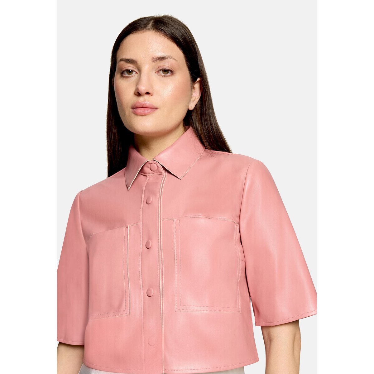 Veste en simili cuir manches courtes ash rose, VERA MONT