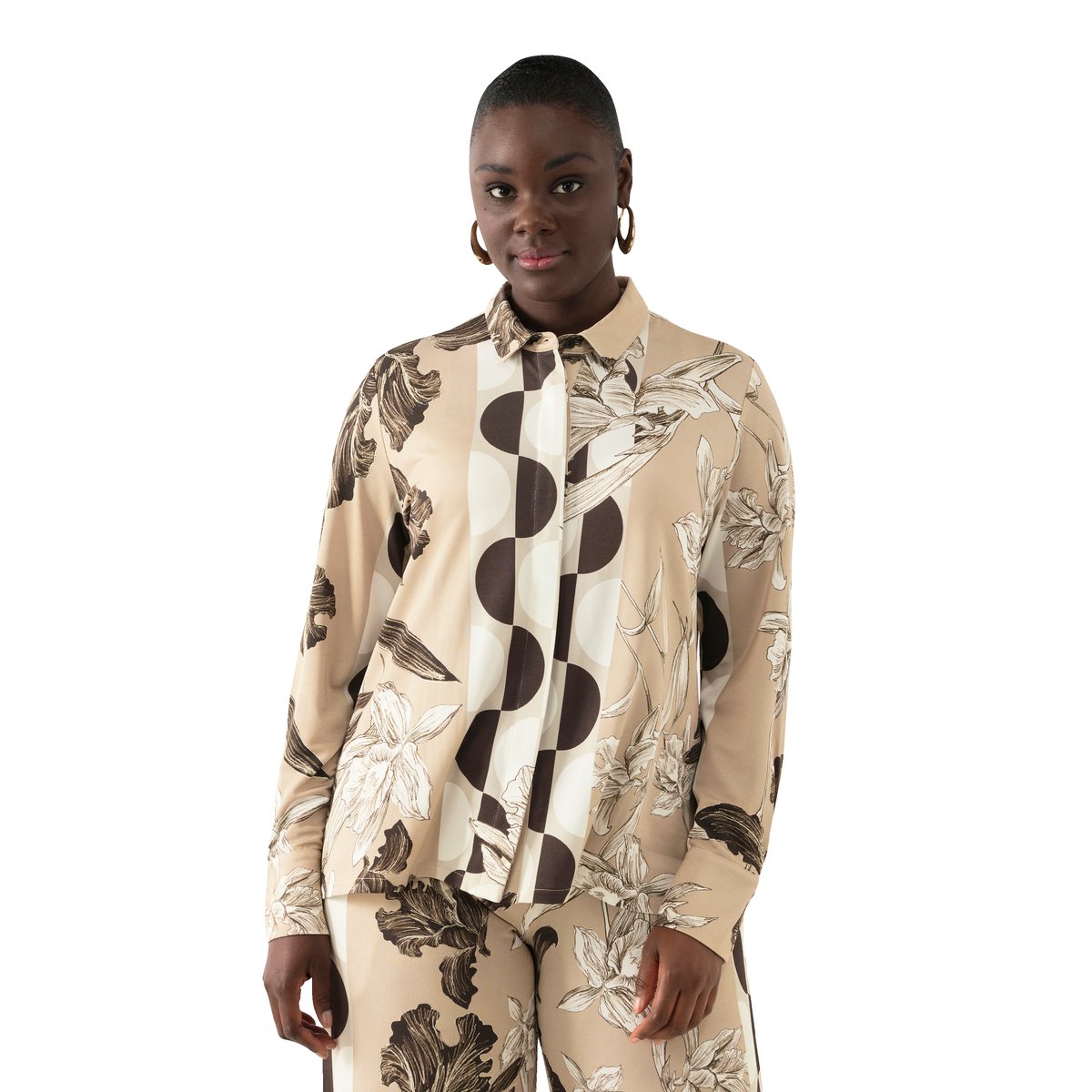 Chemisier en tissu fluide slinky beige, ULLA POPKEN
