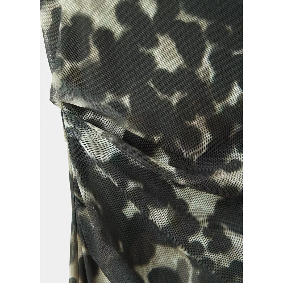 Robe froncée imprimée gris, MANGO