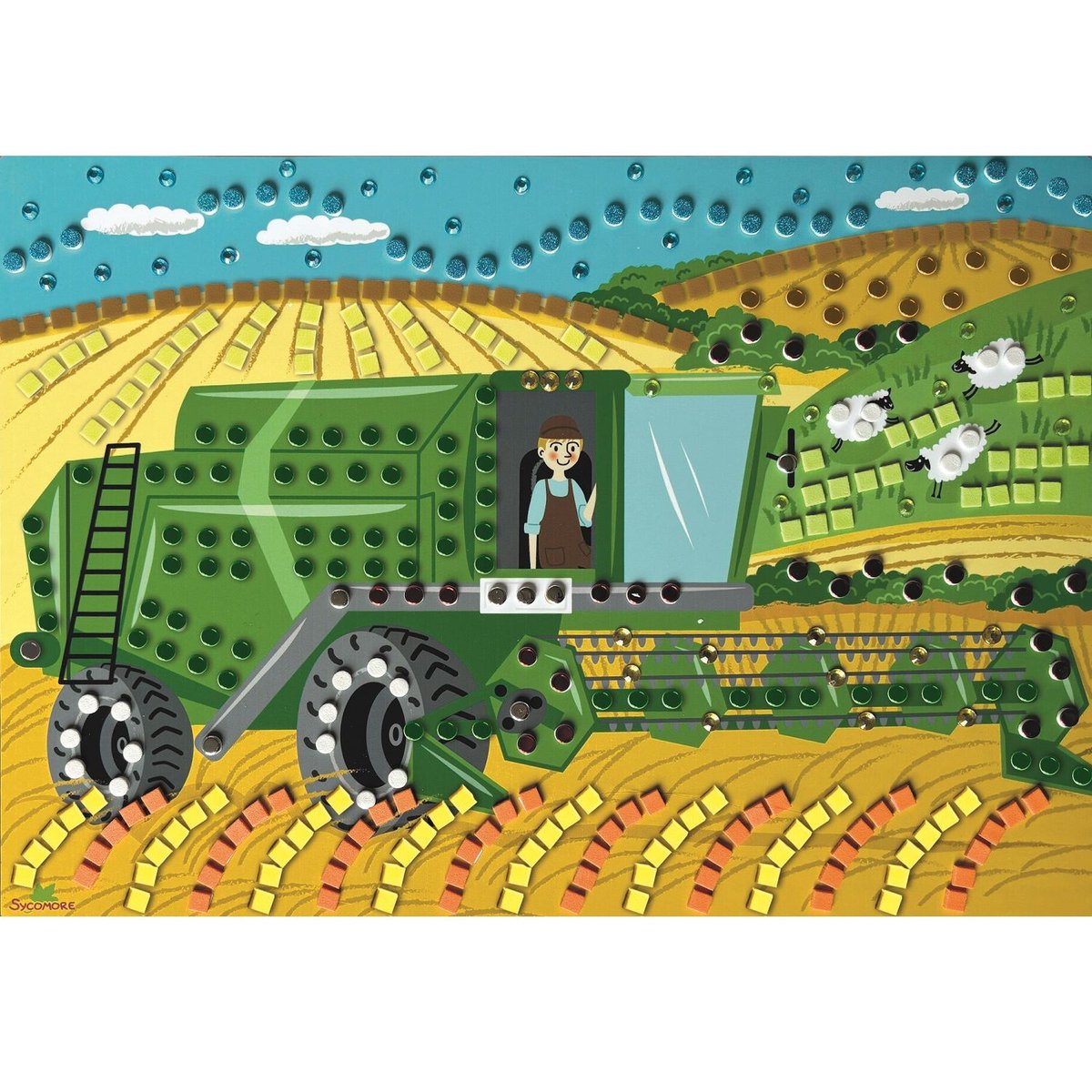 5 Maxi mosaïques La vie à la ferme vert, SYCOMORE