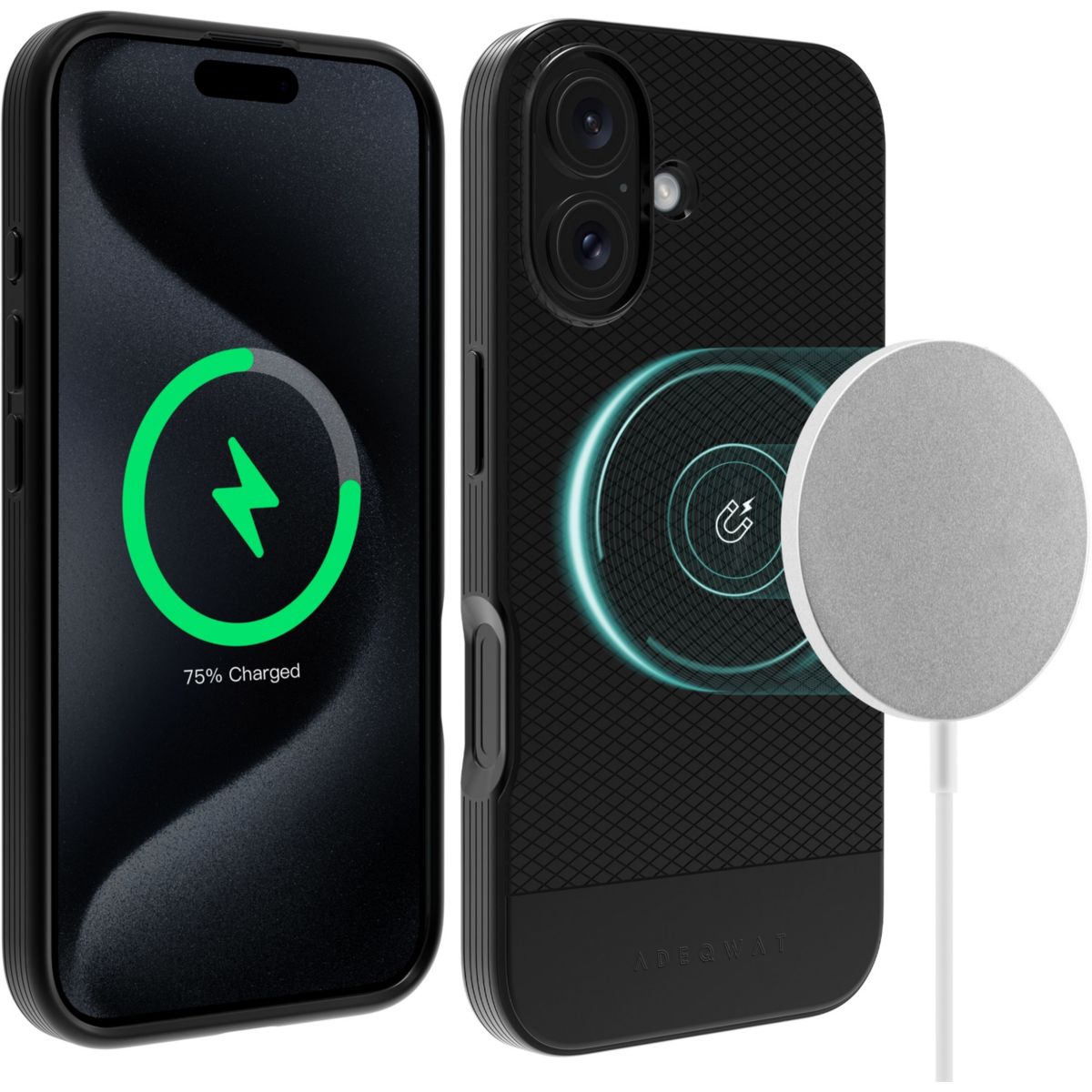 Coque iPhone 16 Plus Soft Protect - Noir couleur unique, ADEQWAT