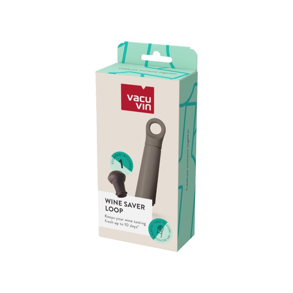 Pompe Loop graphite avec bouchon couleur unique, VACU-VIN