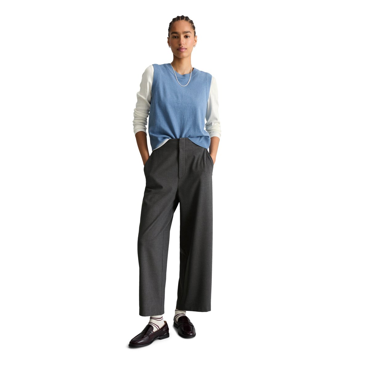 Pull sans manches coupe classique en Soft Cotton Stretch blaubleu, MARC O’POLO DENIM