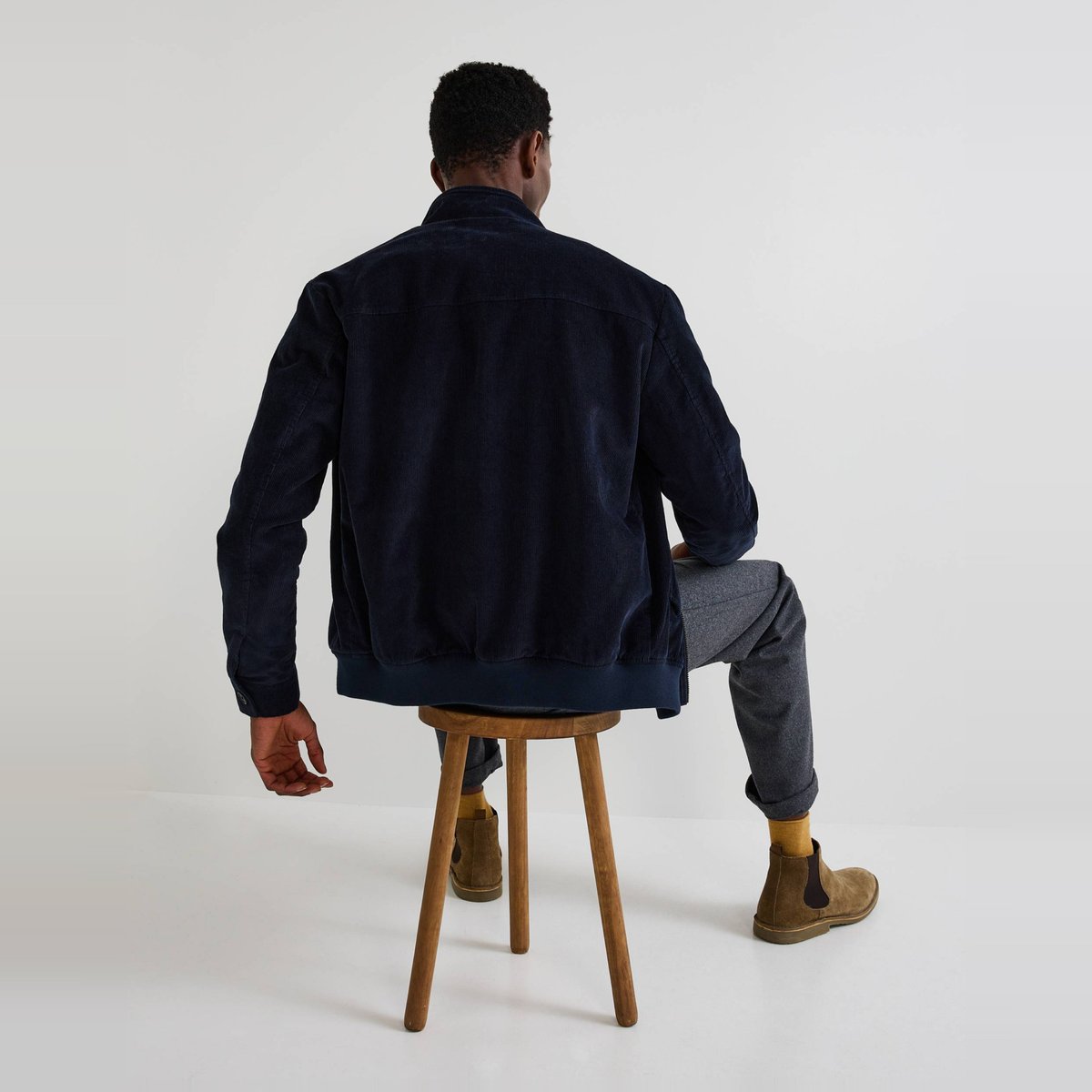 Veste col montant en velours marine, MONOPRIX
