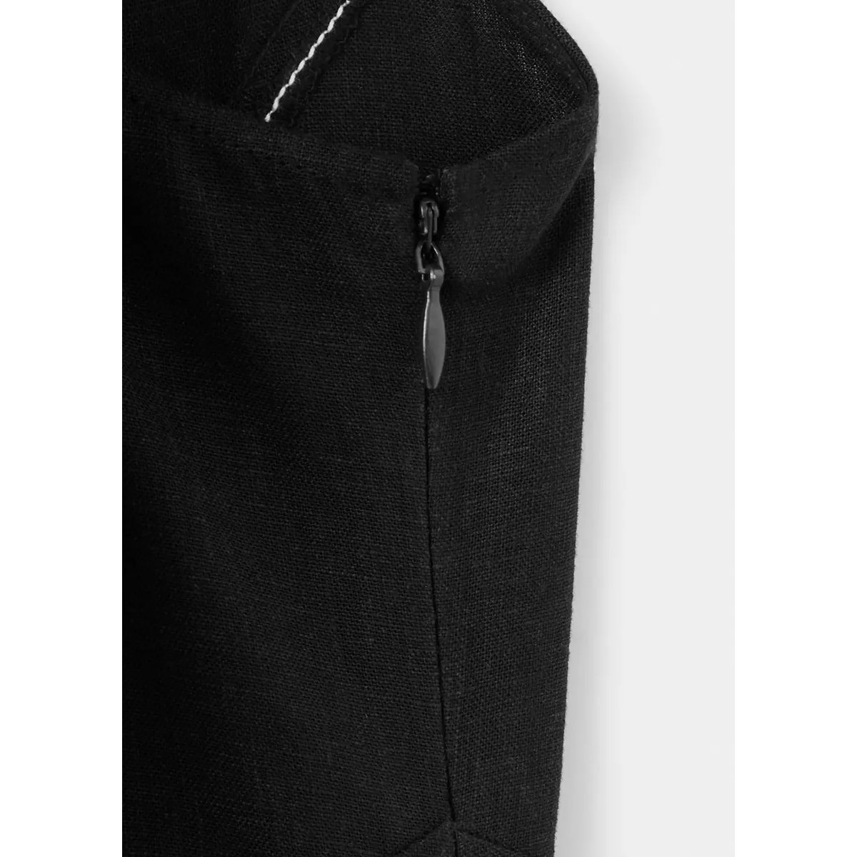 Robe en lin à coutures contrastantes noir, MANGO