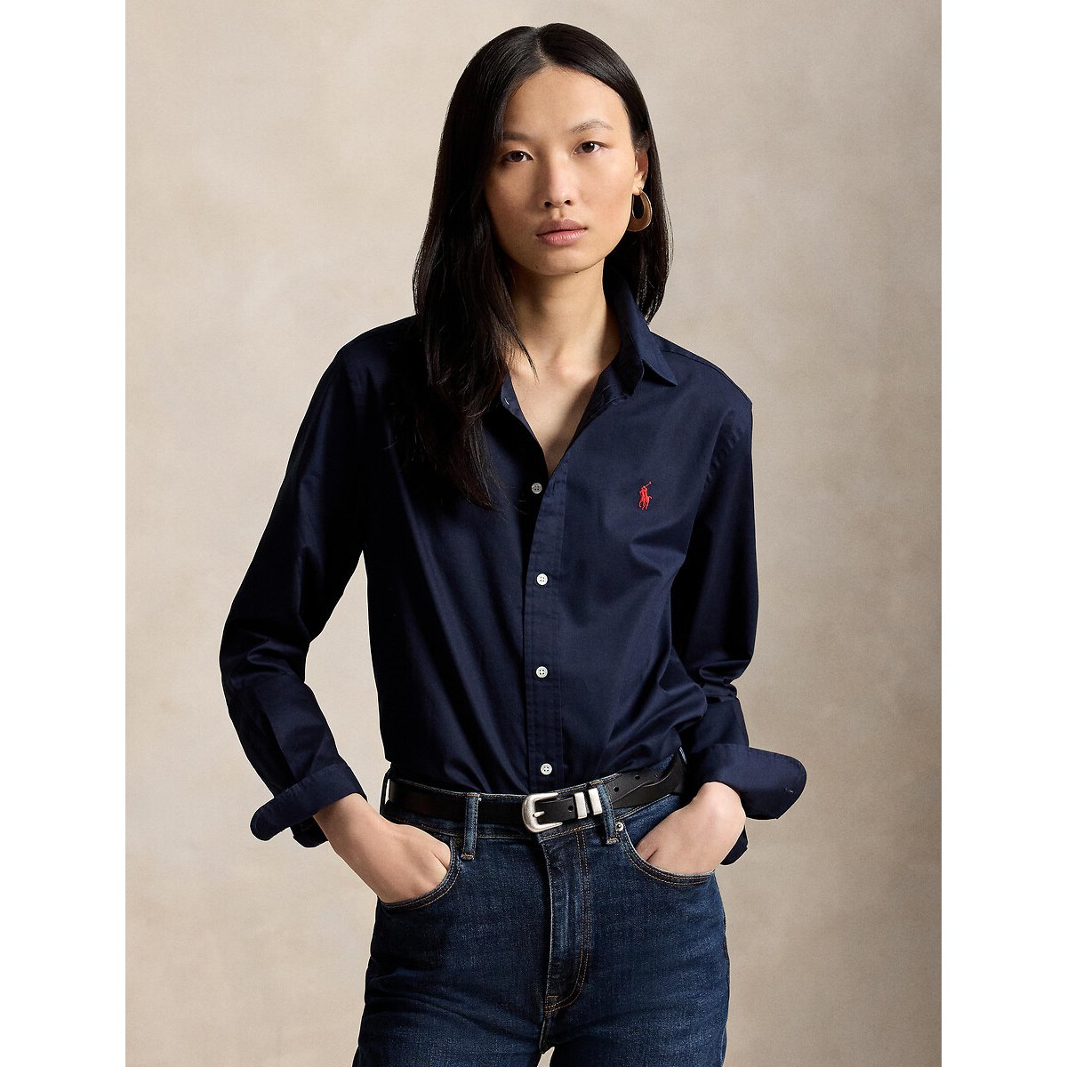 Chemise à manches longues marine, POLO RALPH LAUREN