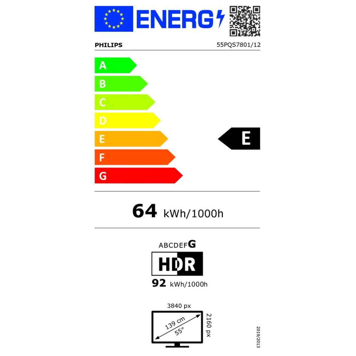 Televiseurs led 55 pouces 55PQS7801/12 noir, PHILIPS