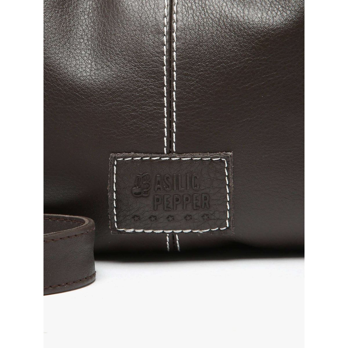 Sac bandoulière Seam cuir new brown, BASILIC PEPPER