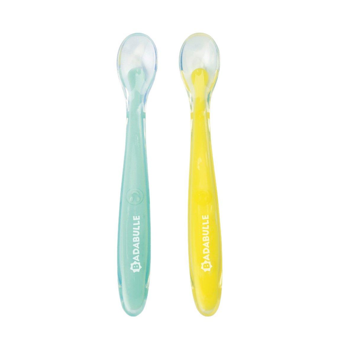 Cuillères bébé silicone pour premiers repas transparent, BADABULLE