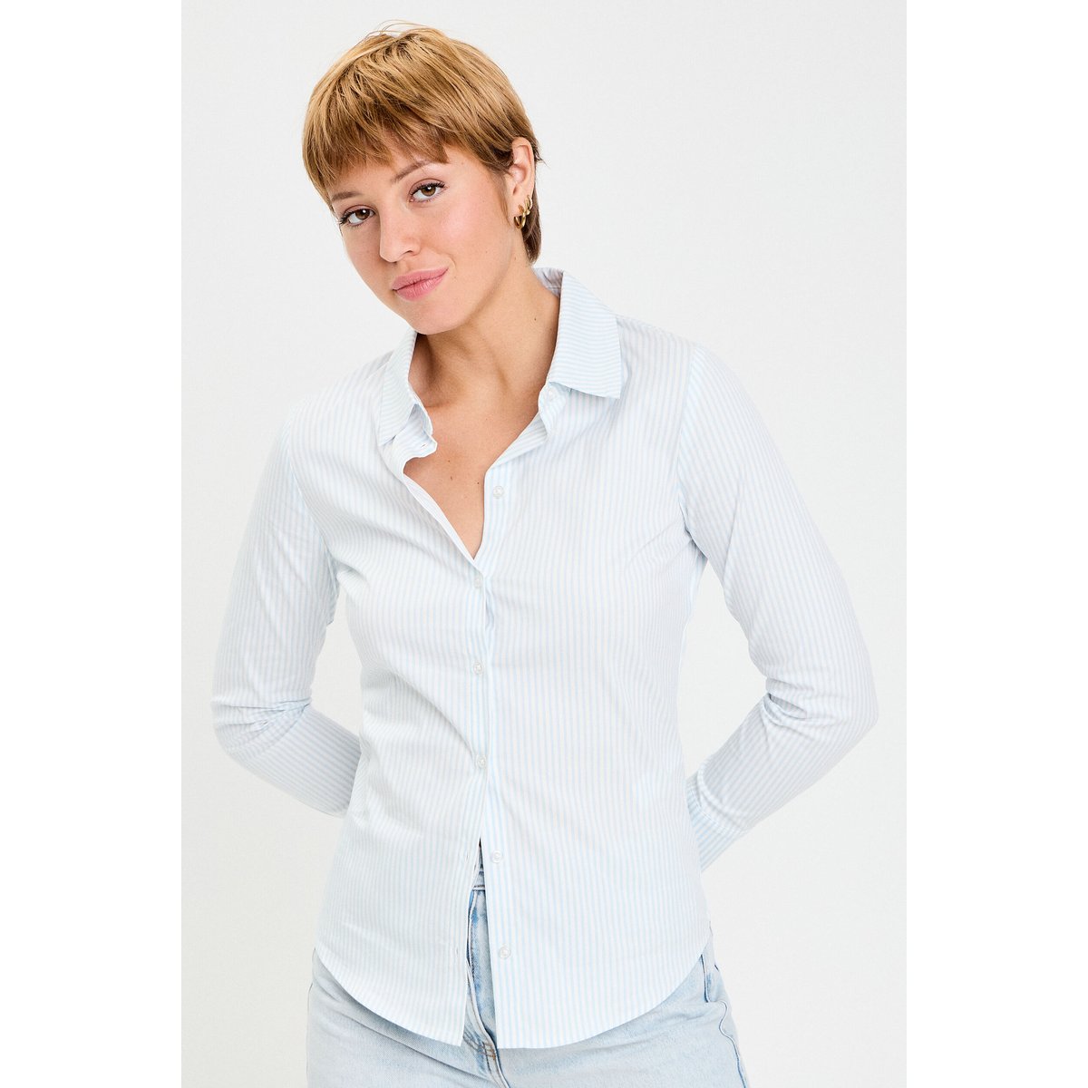 Chemise manches longues bleu, CACHE CACHE