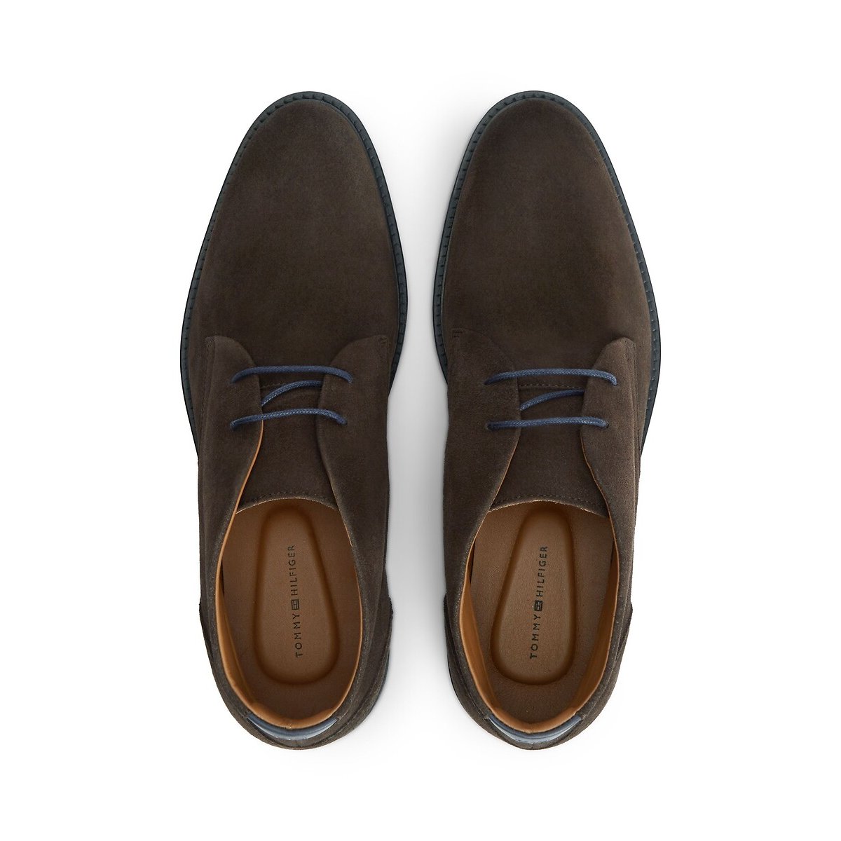 Botas com atacadores, em pele camurça castanho escuro, TOMMY HILFIGER