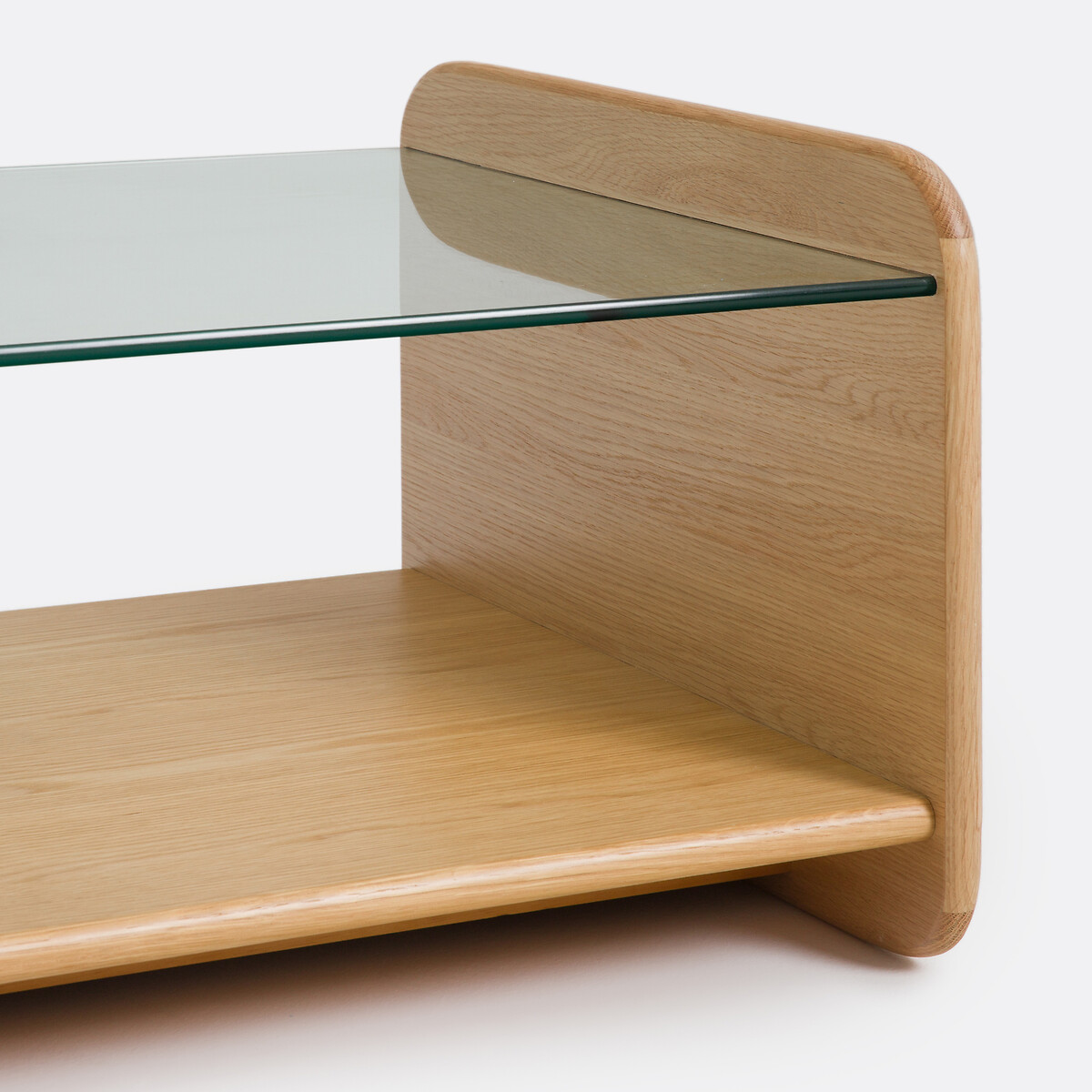 Table basse, en plaqué chêne et verre trempé, ERICSON coloris chêne, LA REDOUTE INTERIEURS