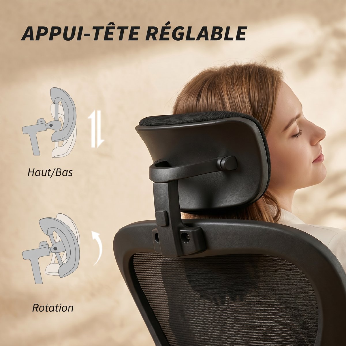 Chaise de bureau Maille Noir noir, HOMCOM