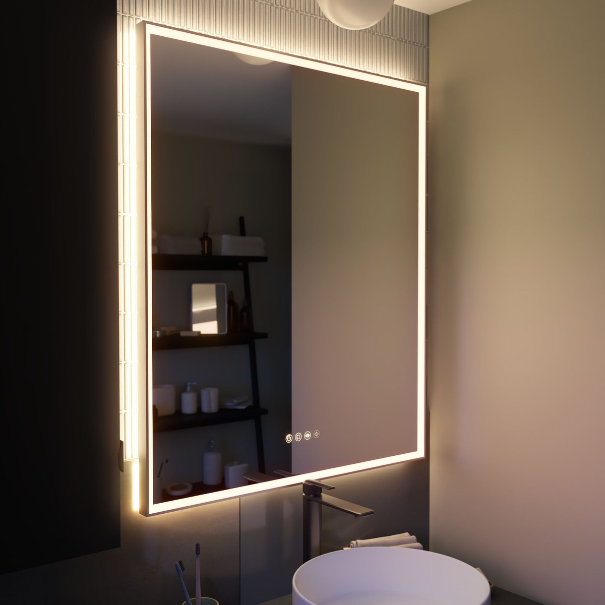 Miroir lumineux cadre chromé, NEO FRAME argent, SENSEA