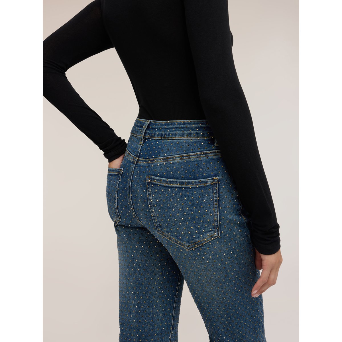 Jean coupe wide avec micro-strass all over bleu, MOTIVI