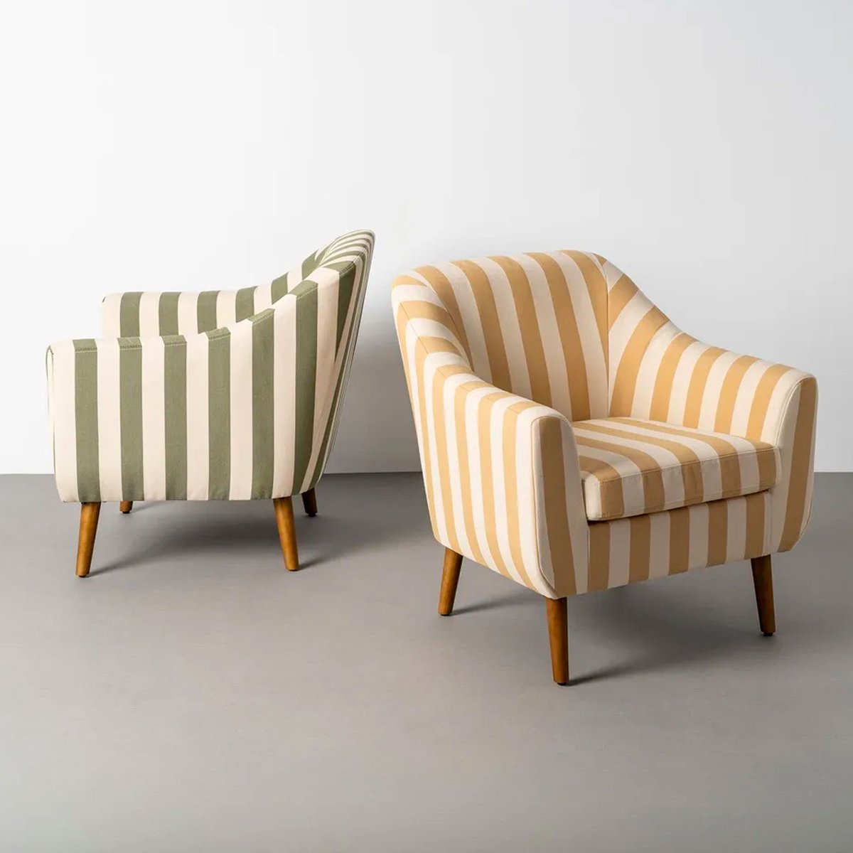 Fauteuil beige rayures jaunes 74x68x76cm jaune, WADIGA
