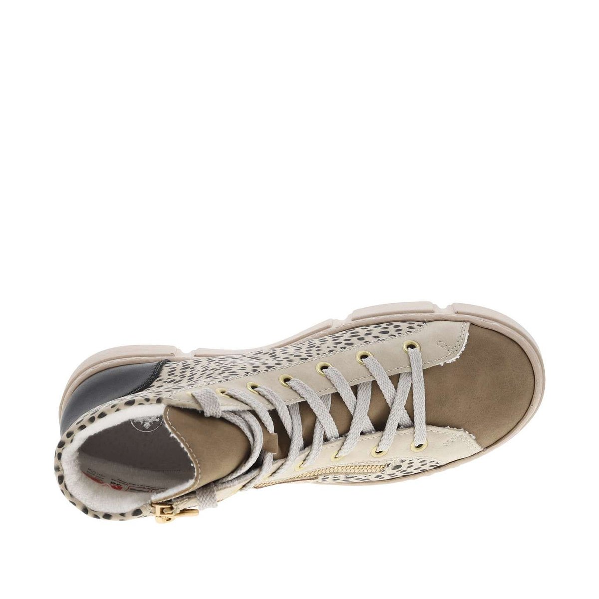 Bottines léopard et à talon plat et à lacets avec zip latéral léopard, RIEKER