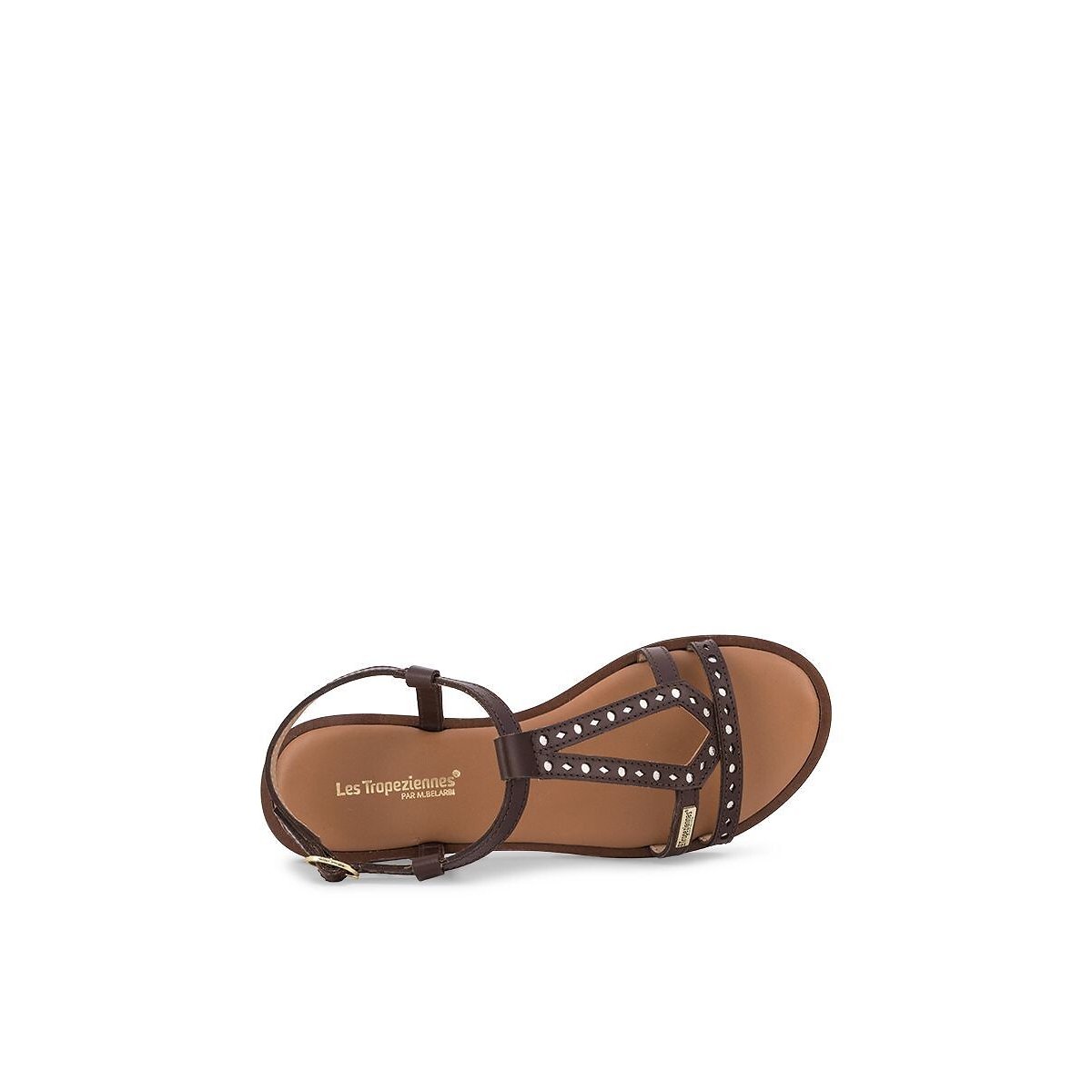Platte leren sandalen Helectra chocolade, LES TROPEZIENNES PAR M.BELARBI