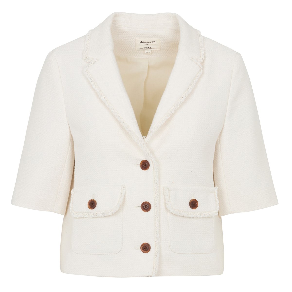 Veste de tailleur tweed en coton mélangé VALENCE ecru, Maison 123