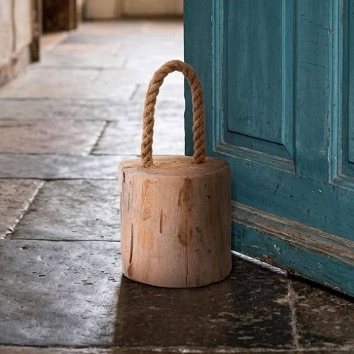Cale-porte teck et corde 14x14x14cm bois, WADIGA