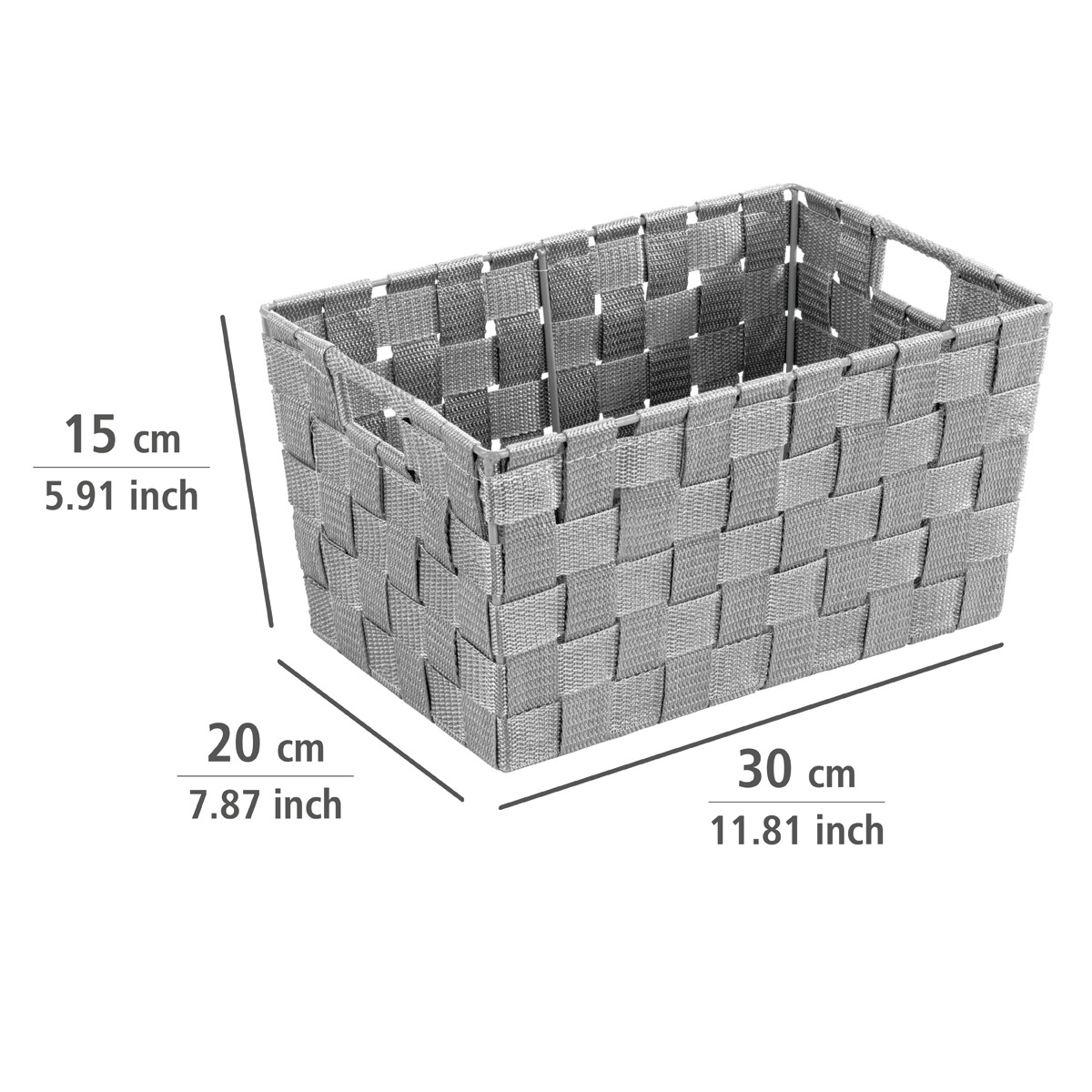 Panier de rangement salle de bain ADRIA gris, WENKO