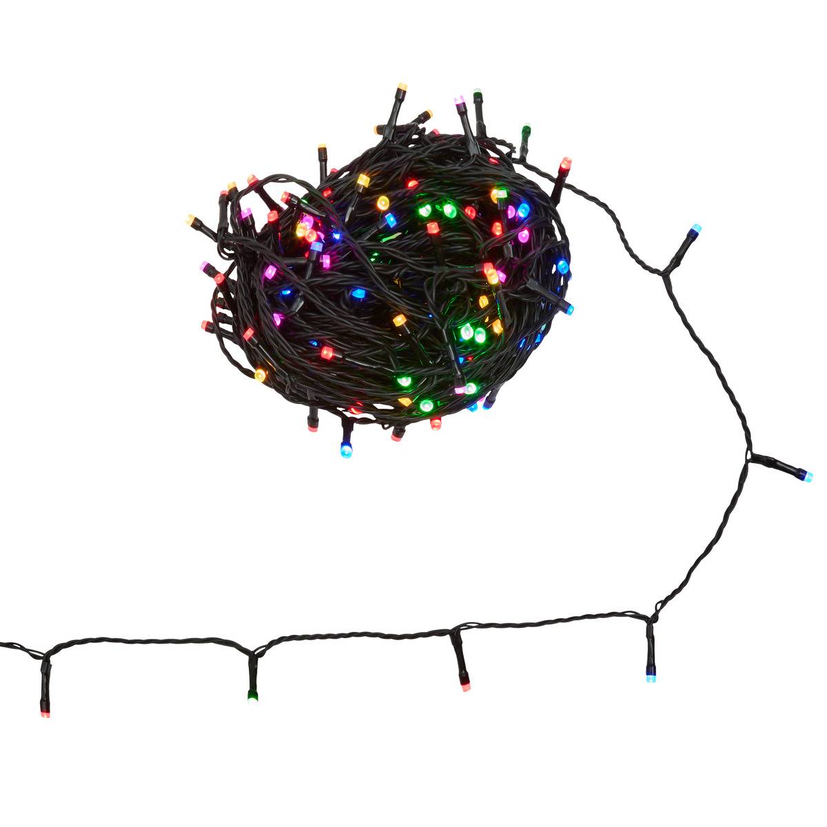 Guirlande lumineuse d'extérieur 20 m 200 LED 8 fonctions, changement de couleur avec télécommande et minuteur sur secteur multicolore, ATMOSPHERA