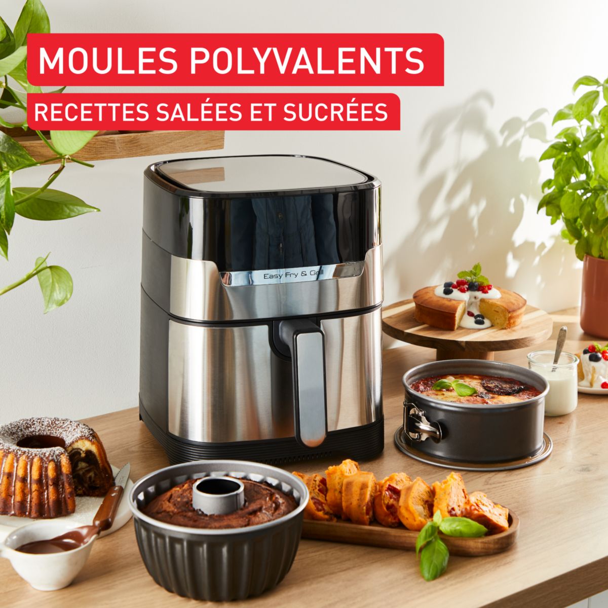 Moule à cake 2 moules Delice Black Airfryer couleur unique, TEFAL