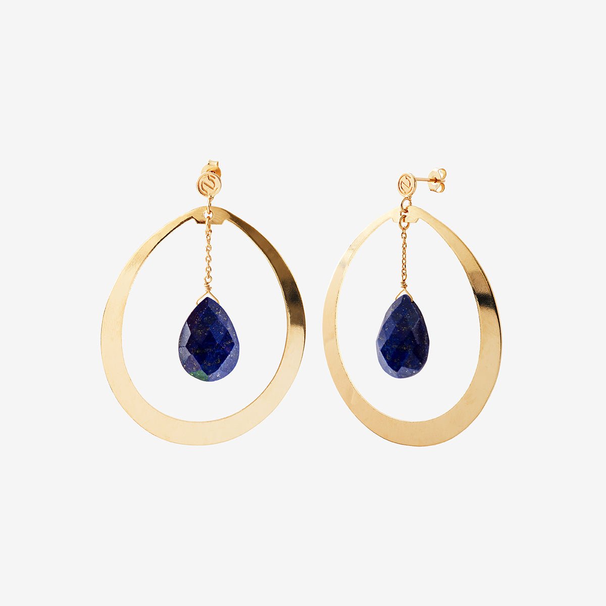 Boucles d'oreilles créoles solange lapis lazuli bleu, CAROLINE NAJMAN