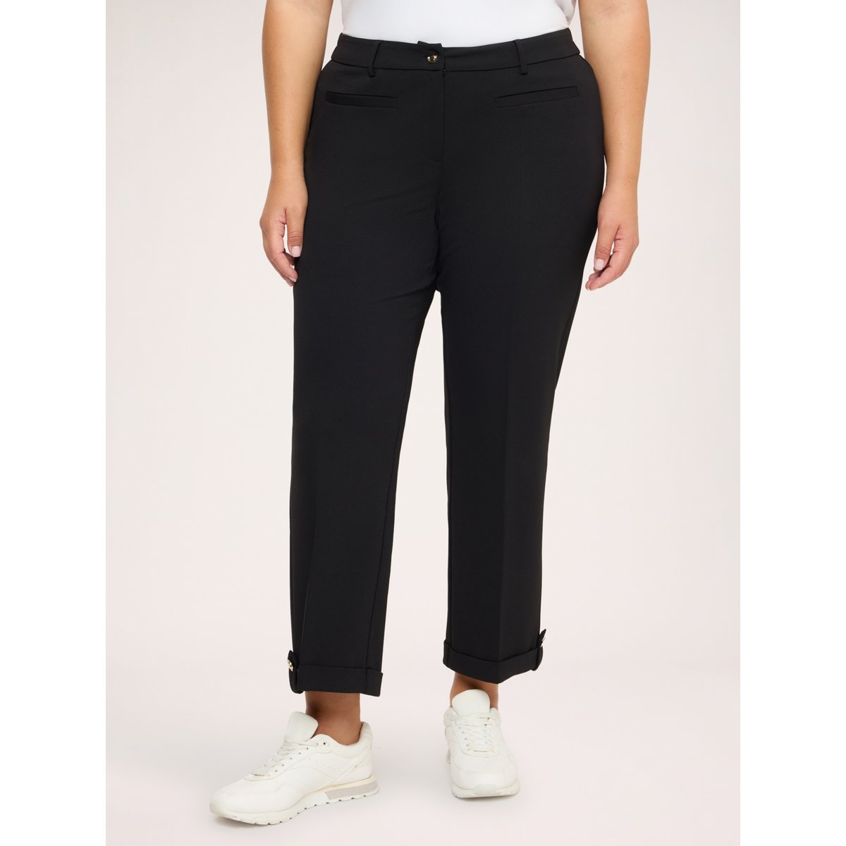 Pantalon court avec revers et bouton noir, FIORELLA RUBINO