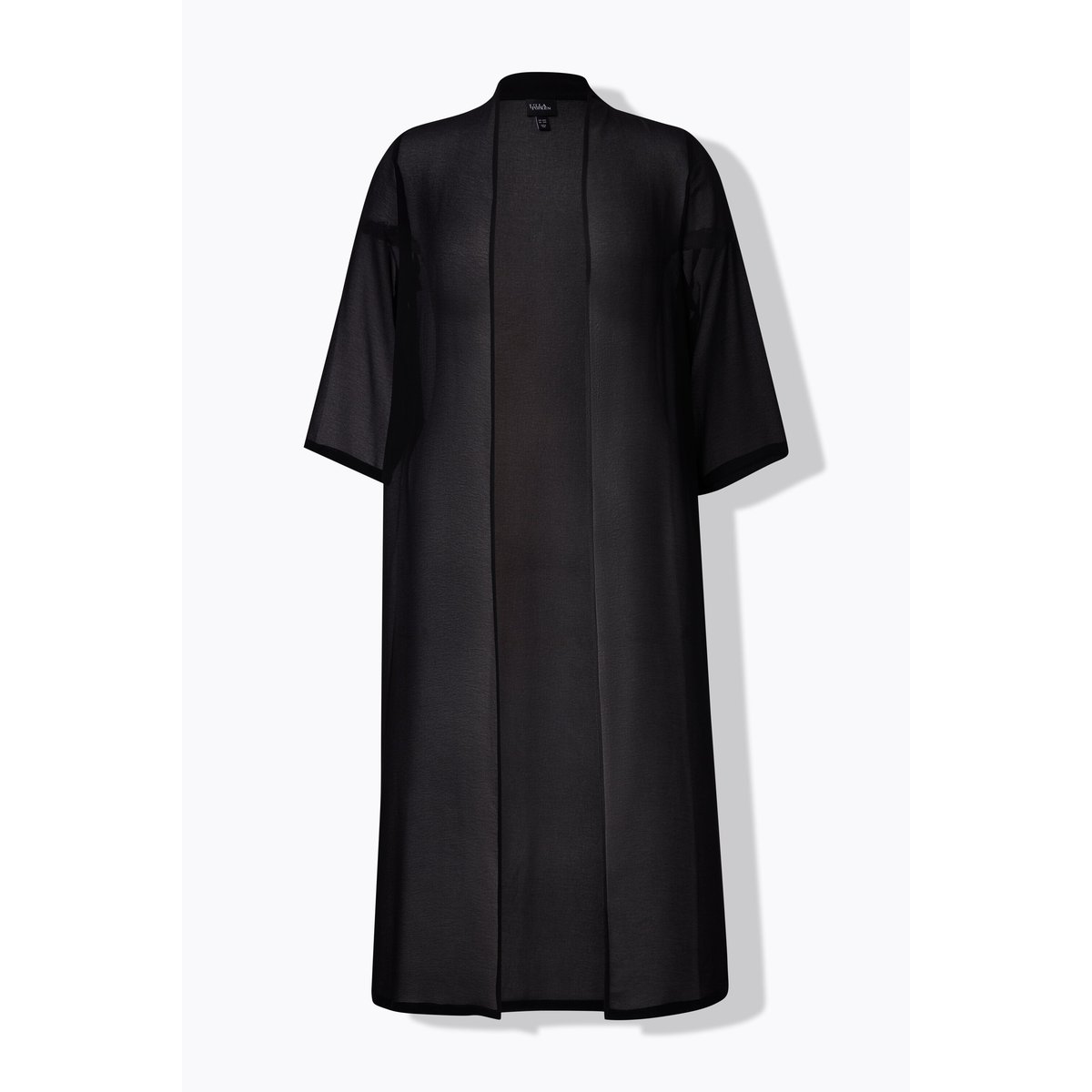 Veste longue en mousseline. Col châle et noir, ULLA POPKEN