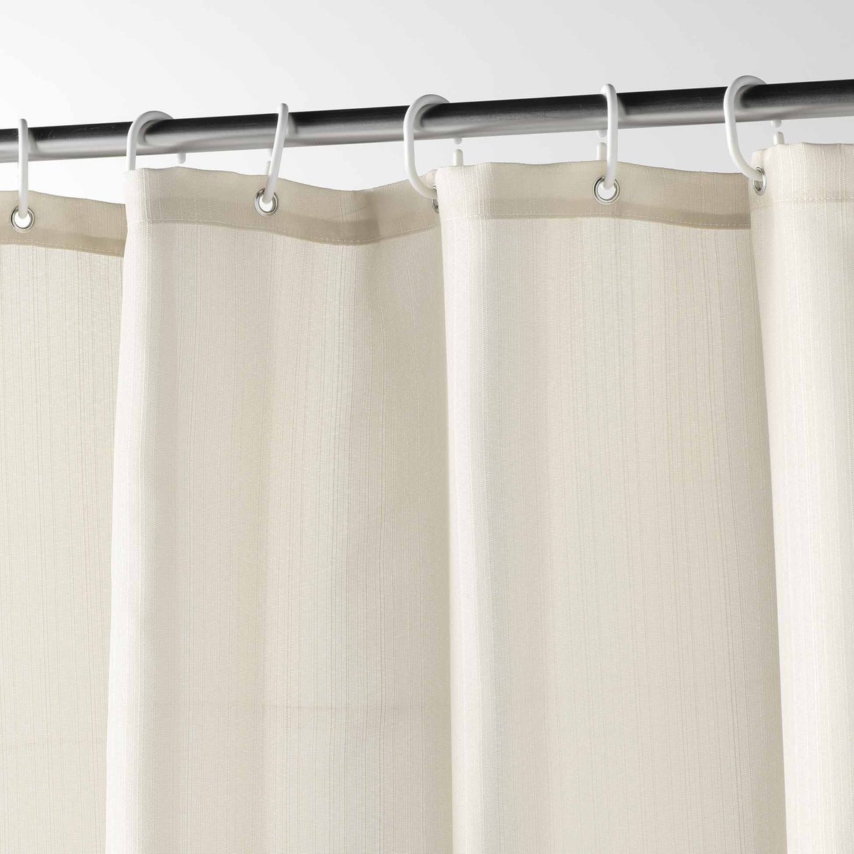 Rideau de douche uni avec crochets naturel, DOUCEUR D'INTÉRIEUR