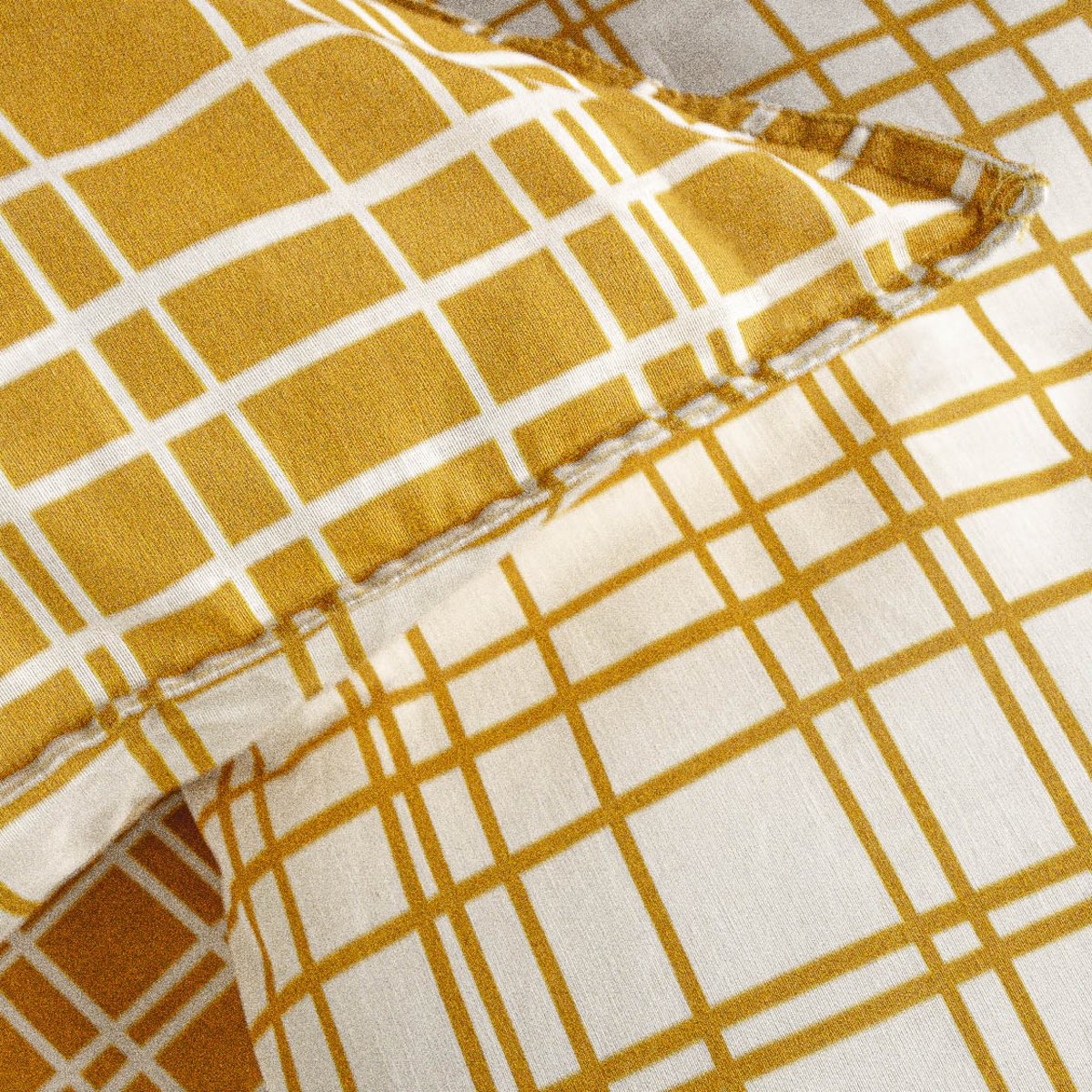 Parure de lit coton 2 personnes imprimé rayures SUNSHINE jaune, TODAY
