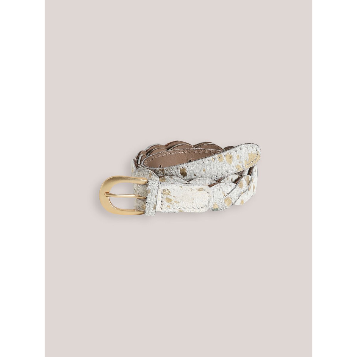 Ceinture tressée en cuir dore, CYRILLUS