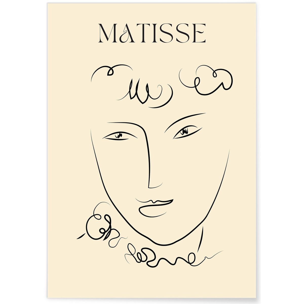 Affiche Matisse 'Portrait Linéaire' – Dessin minimaliste blanc, L'AFFICHERIE