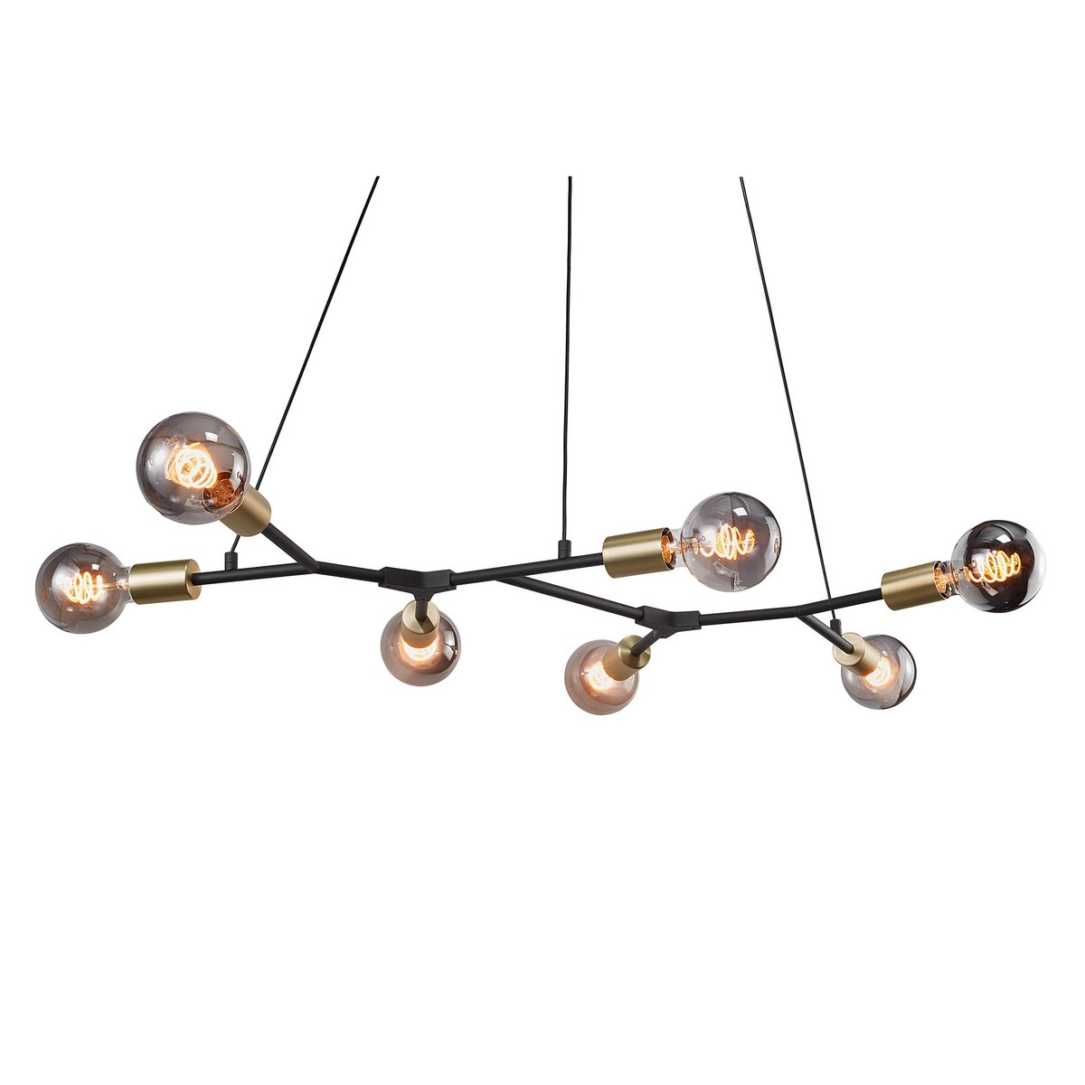 Suspension style industriel en métal, JOSEFINE 7-Spot noir, NORDLUX