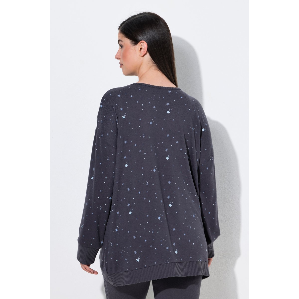 Sweat-shirt motif étoiles gris foncé, ULLA POPKEN