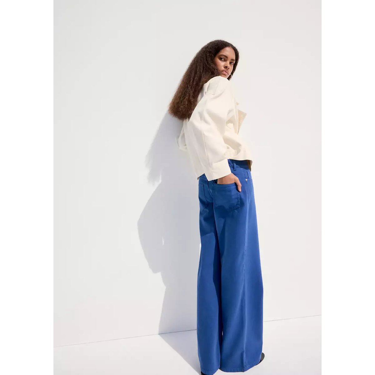 Jean large taille normale bleu, MANGO