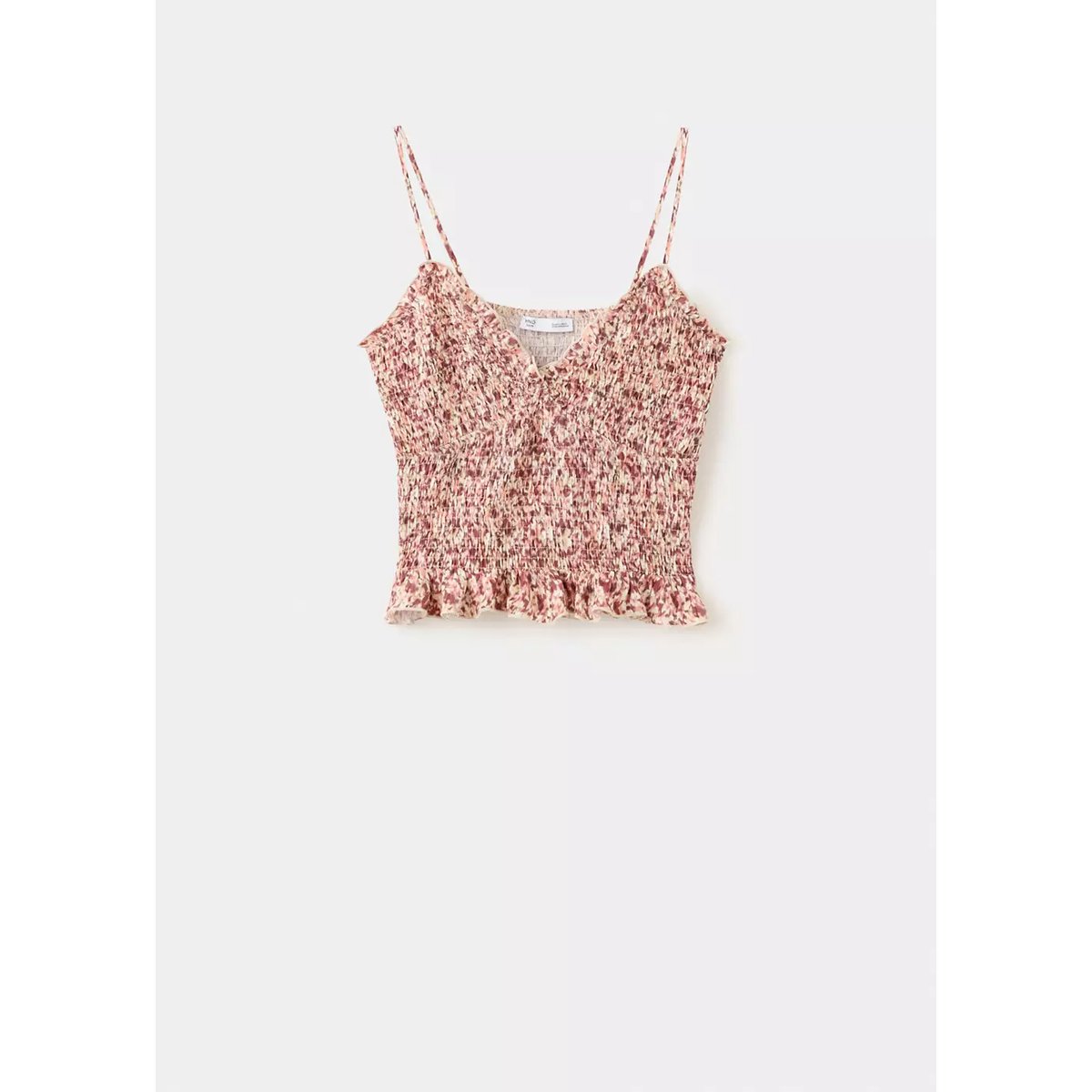 Top froncé imprimé rose pastel, MANGO TEEN