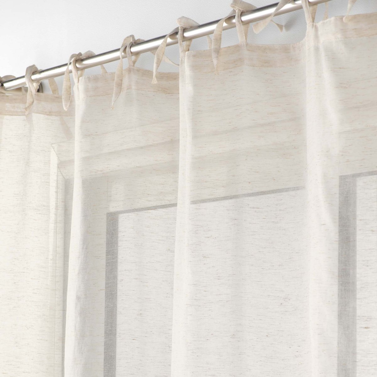 Voilage à nouettes  - Effet lin tissé beige, DOUCEUR D'INTÉRIEUR