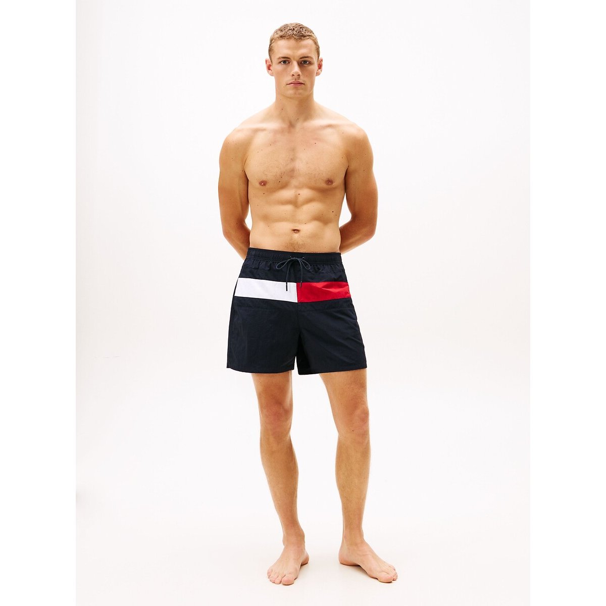 Short de bain mi-long Hilfiger Flag bleu foncé, TOMMY HILFIGER