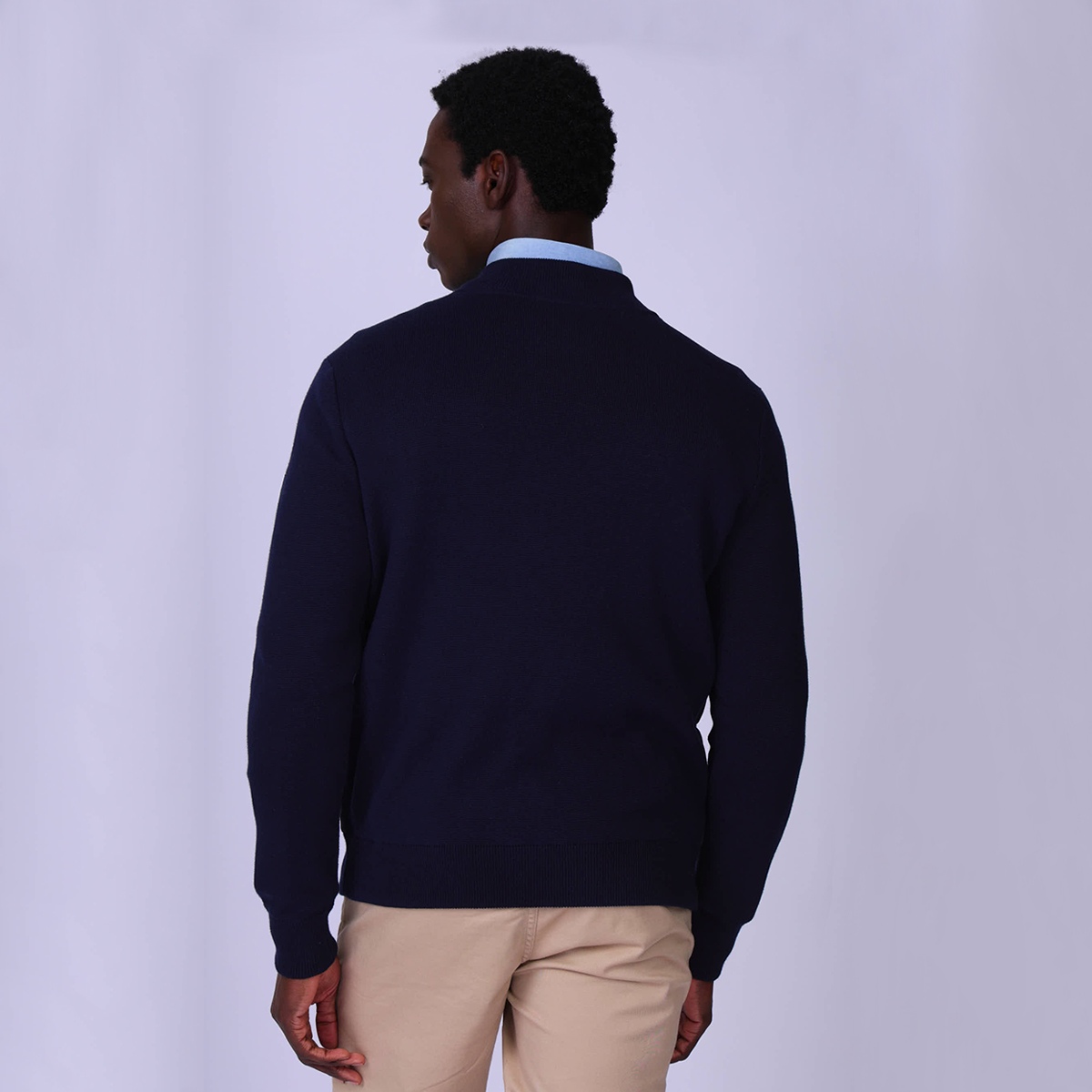 Cardigan bi-matières Gaspar bleu marine, MISE AU GREEN