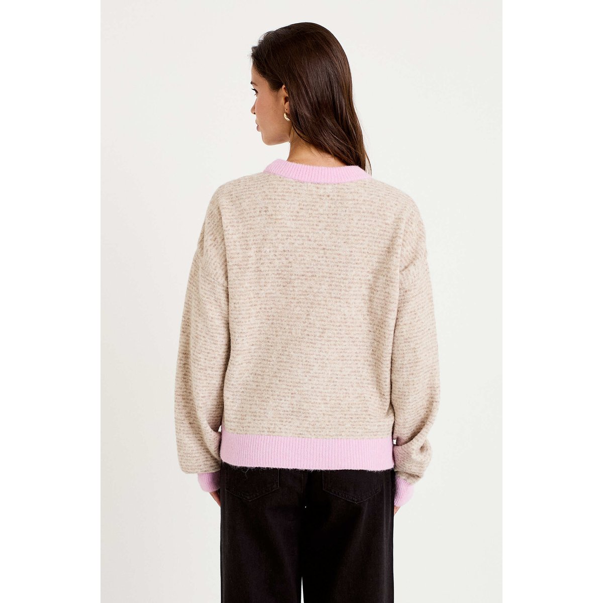 Pull ample col rond manches longues marron, CACHE CACHE