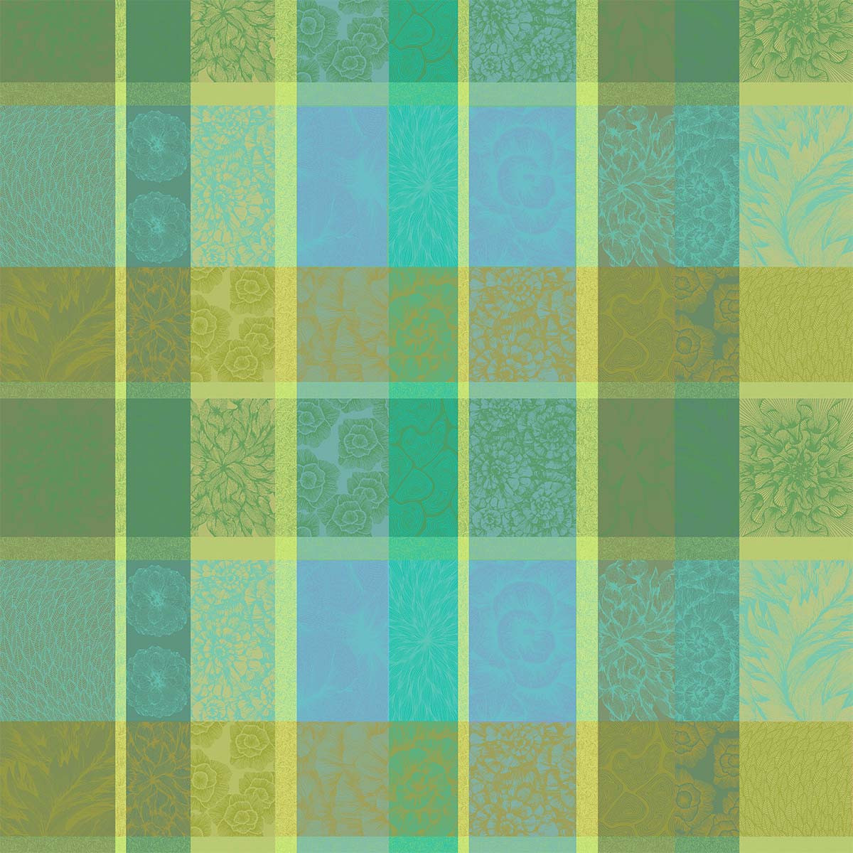 Nappe pur coton MILLE PETALES chlorophylle, GARNIER THIEBAUT