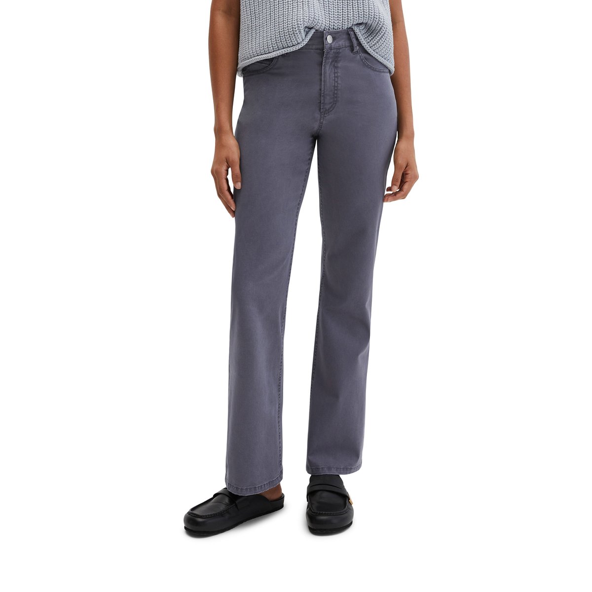 Pantalon modèle Kiruna flared en sergé de coton brossé gris foncé, MARC O'POLO