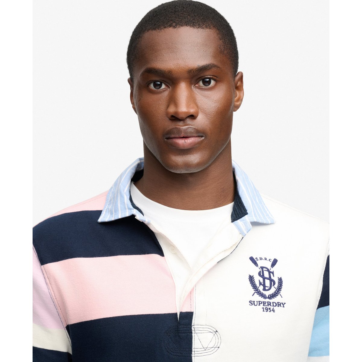 Top Rugby Mix Match Coupe Décontractée mélange rose & bleu, SUPERDRY