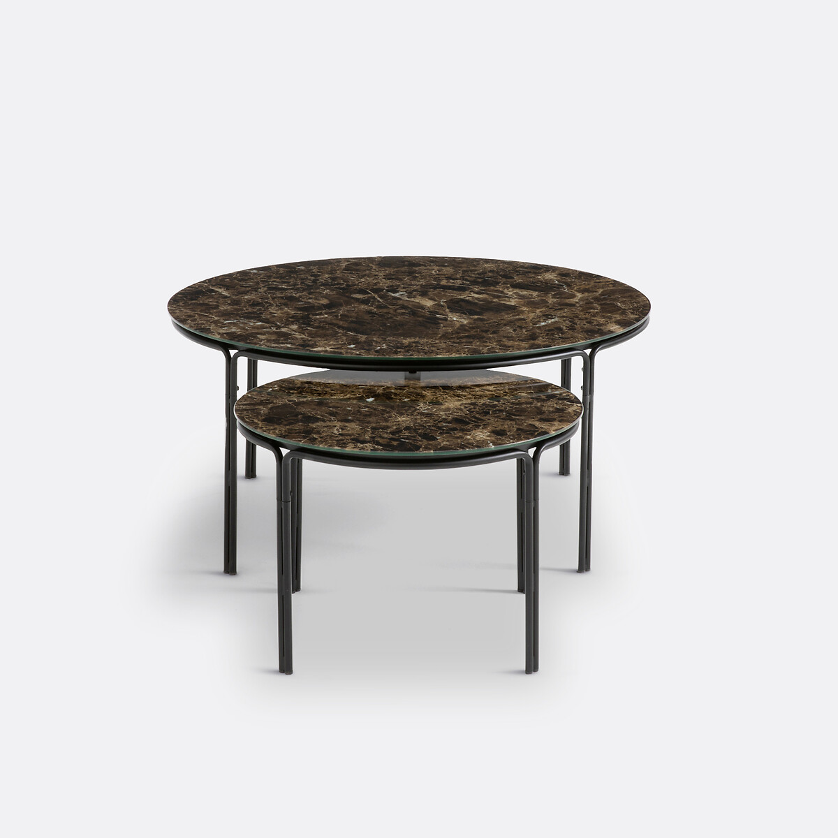 Set of 2 Chici Round Marble Effect Coffee Tables marble, LA REDOUTE INTERIEURS