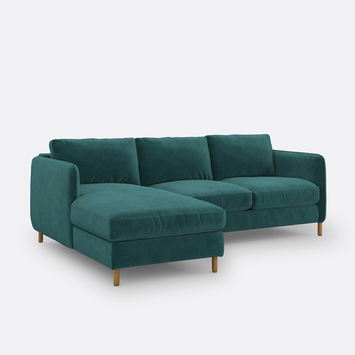 Canapé d'angle gauche, convertible, 4 places, en velours, LOMÉO emeraude, LA REDOUTE INTERIEURS